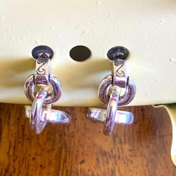 Authentic Brighton Oval Link Silver Dangle Earrings. EUC! - Picture 2 of 4